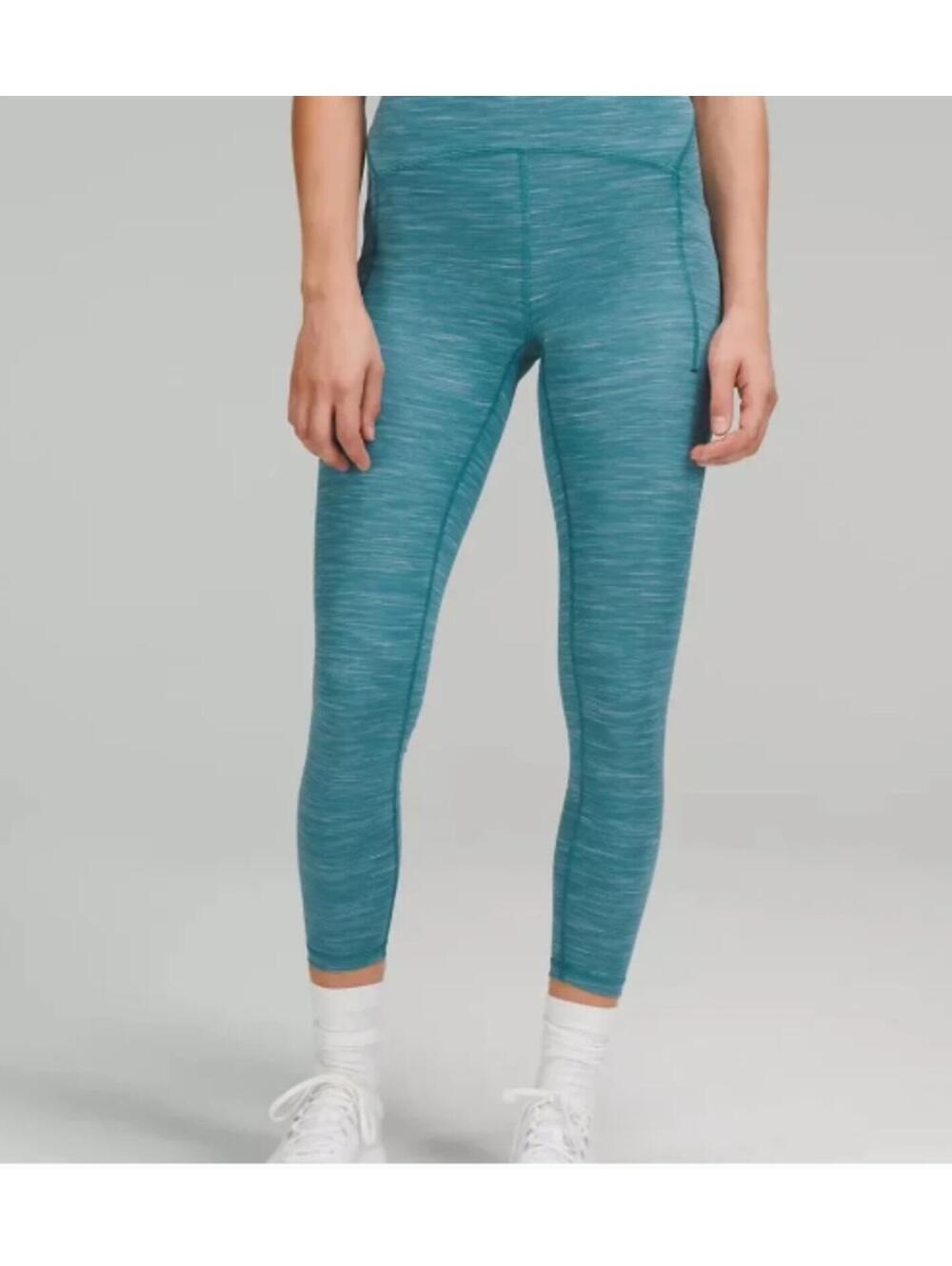 NWOT Lululemon Power thru high rise blue heathered leggings size 14